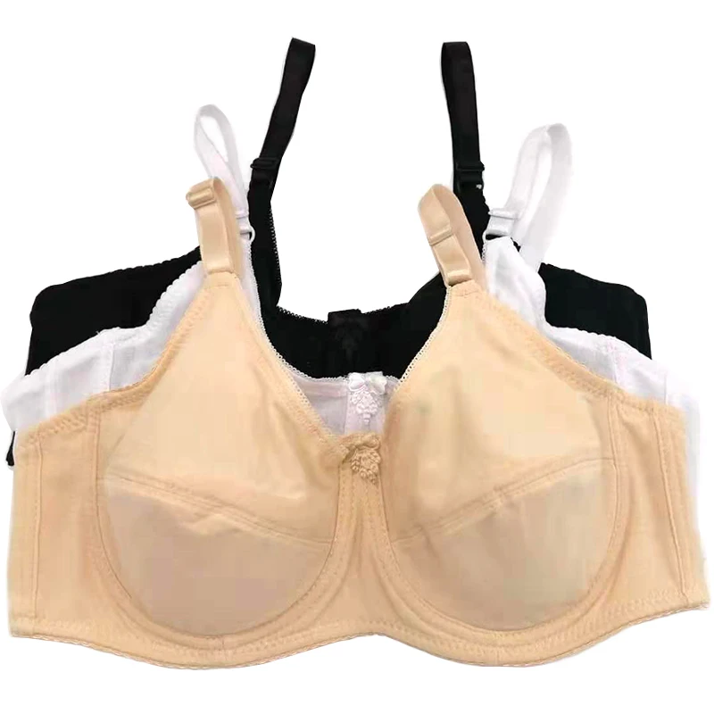 Women Padded Cotton Bras Underwire Full Coverage Sheer Supportive Lace Bra Top Big Bust 38 40 42 44 46 48 50 B C DD E F Cup C20