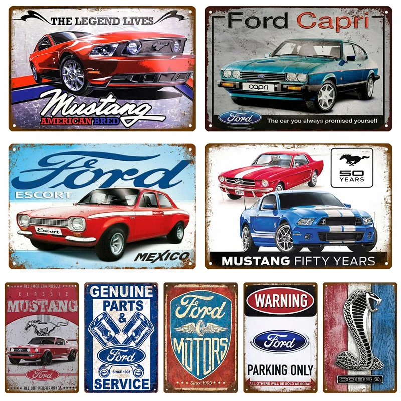 Ford Car Metal Sign House Plaque Metal Poster Tin Sign Plate Wall Posters Vintage Retro Aesthetic Room Decor Wall Art Decoration