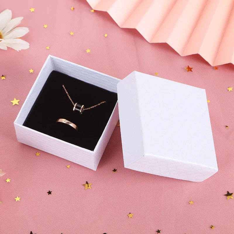 Коробка-для-ювелирных-изделий-белая-бумажная-для-колец-с-черной-губкой-разноцветная-для-личного-использования-подарочной-упаковки-розничной-торговли