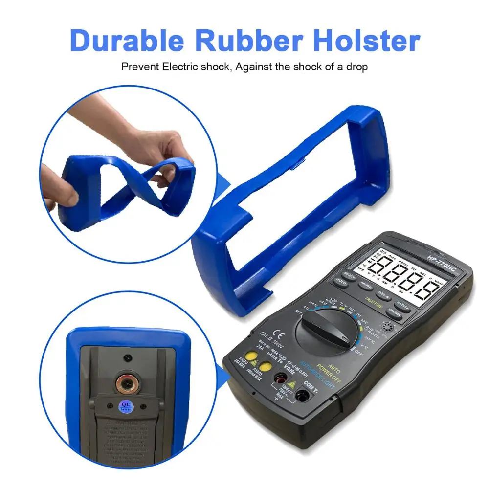 Digital Multimeter 770HC Auto Ranging AC/DC Voltage Current True RMS with NCV Feature and Temperature/Frequency/Duty Cycle Test