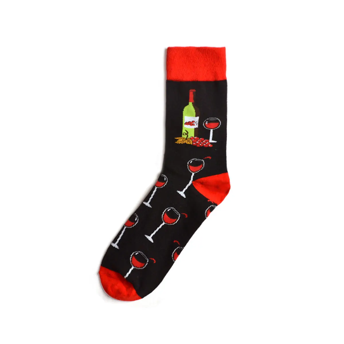 Funny Food Men Crew Socks Beer Sushi Mushroom Egg Shrimp Taco Pattern Gift Winter Harajuku Funky Novelty Happy Sox INS Black