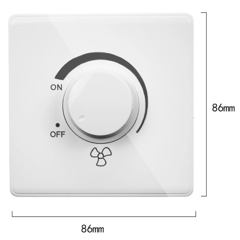 86 Type Ceiling Fan Adjustment Stepless Speed Controller Wall Switch 220V 10A for 15-300W Dimmer