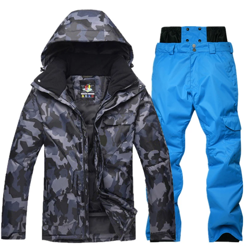 Waterproof Ski Suit Sets for Men, Snow Clothing, Outdoor Sports, Snowboarding Wear, Breathable Jackets, Strap Pant, Plus Size