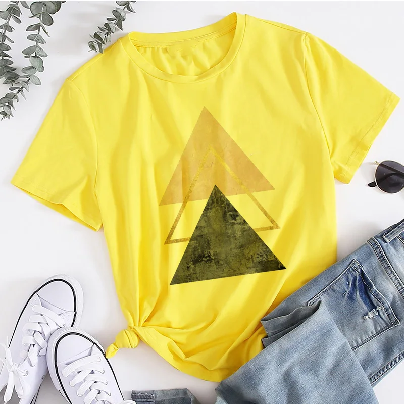 Bella geometria stampata T Shirt carino manica corta Anime Tshirt femminile magliette donna anni '90 grafica rosa T-Shirt Harajuku Top Tee