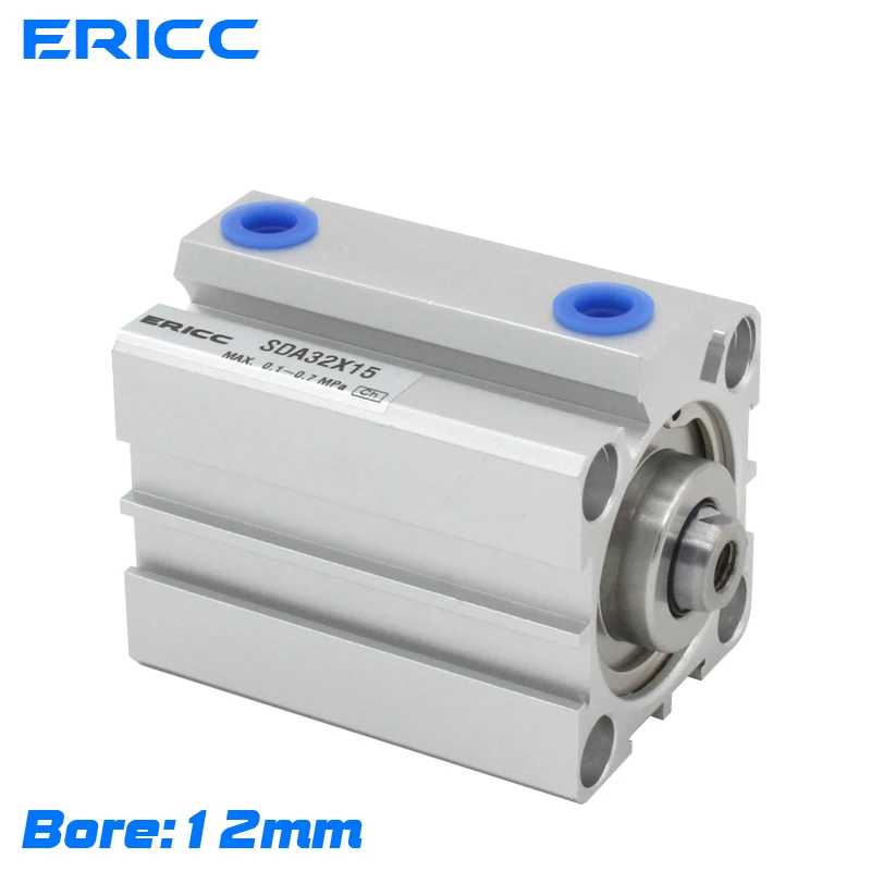 SDA 12mm series Pneumatic Compact air Cylinder Bore to 5 10 15 20 25 30 35 mm Stroke High quality double acting cylinder