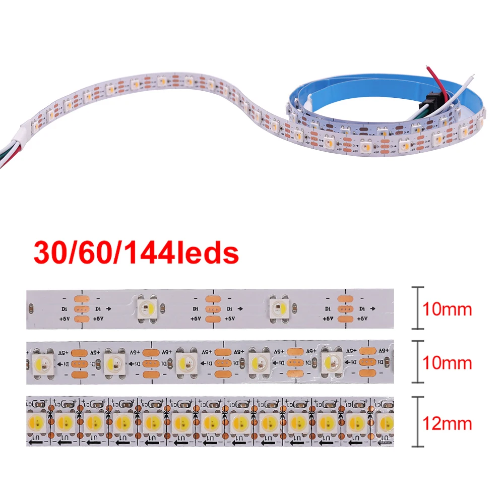 5V SK6812 RGBW RGBWW Led Strip 4 in 1 Similar WS2812B 30 60 144 LEDs Individual Addressable RGBNW WWA Led Lights Waterproof IP65