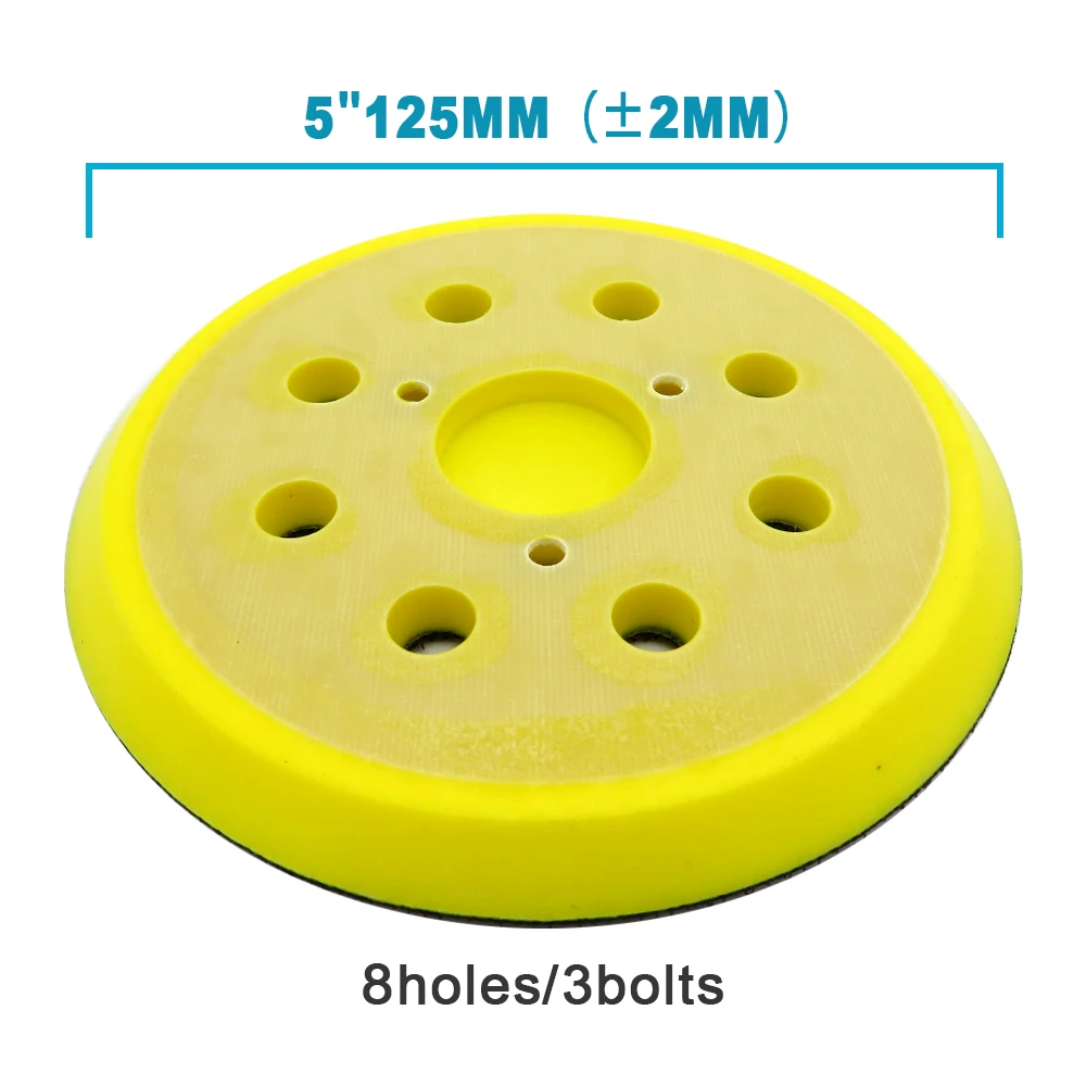 5 inch 125mm 8 Holes 3/4 Nails Back-up Sanding Pad Hook&Loop Plate Pad for Fitting Air Sander Orbital Sander Polisher Tools