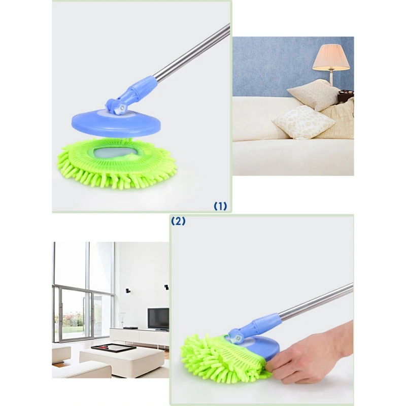 Replacement Mop Heads 360 Spin Round Shape Standard Size Easy Wring Spin Mop Refill Chenille Mop Head Mop Accessories clean tool