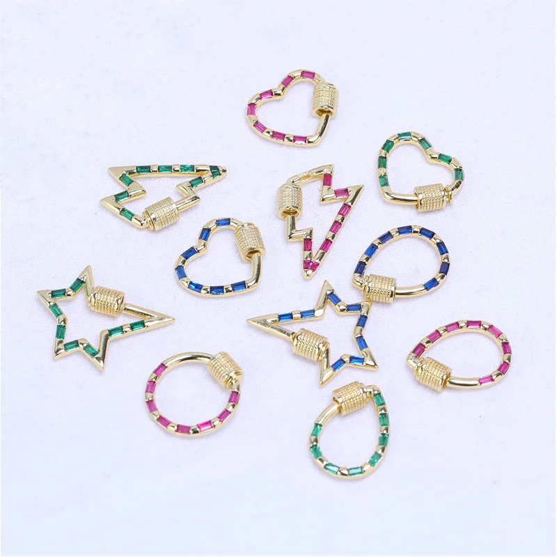 Juya 18K Plated Decoration Screw Bolt Carabiner Locks Clasps Accessories For DIY Hanging Chains Fashion Pendant Jewelry Making