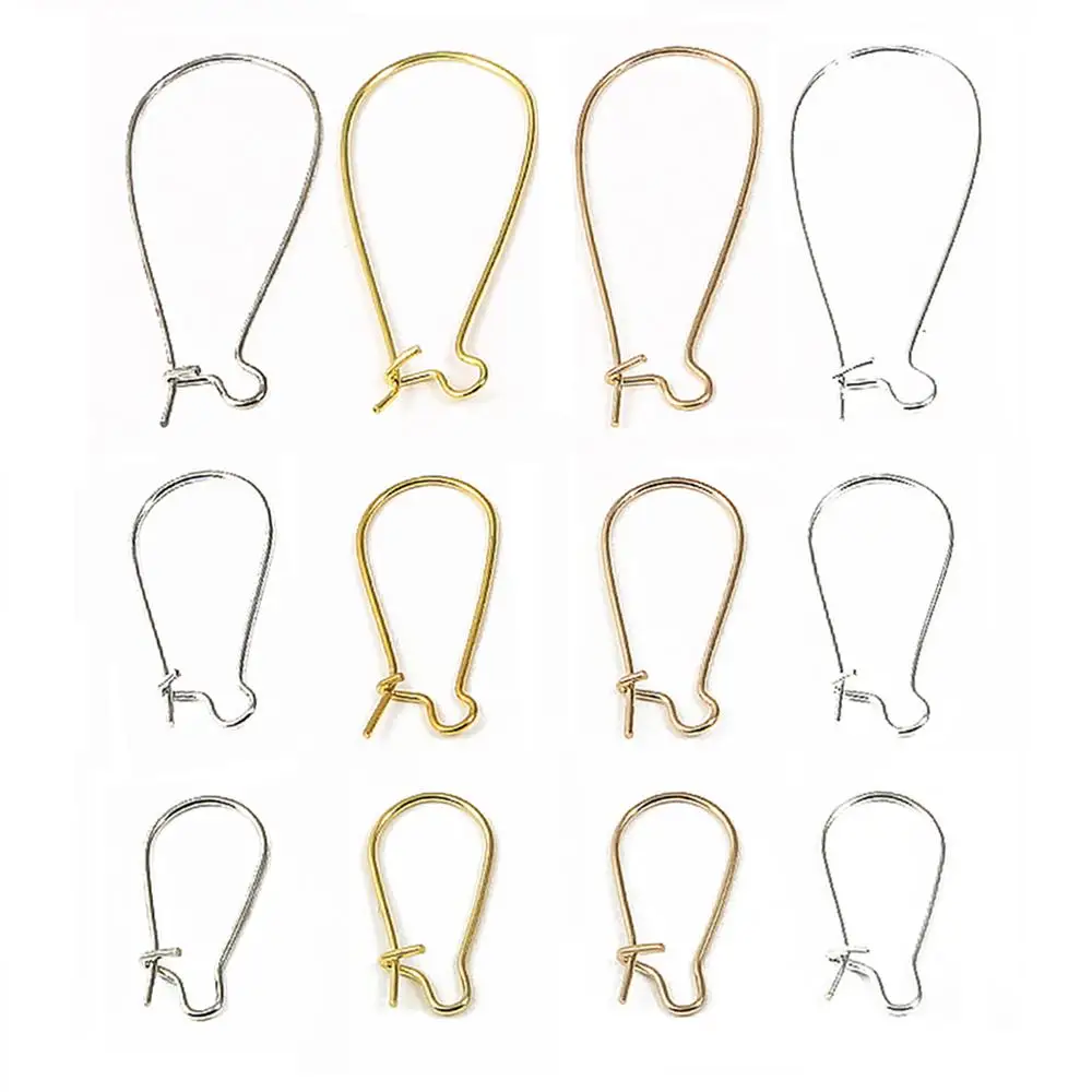 100pcs/Lot 9x18/11x25/16x38mm Silver /Bronze/Rhodium/Gold Plated Drop Earring Hoops Ear Wires Blank Base For DIY Jewelry Making