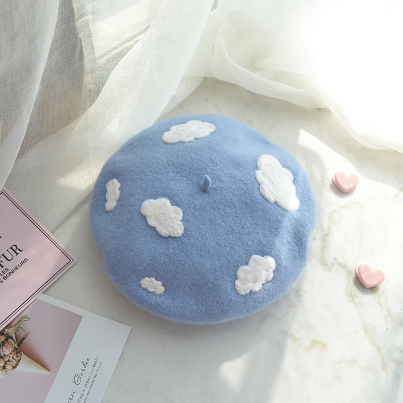 

high quality Handmade wool felt fresh and lovely Japanese cloud Duobei Lei cap hat