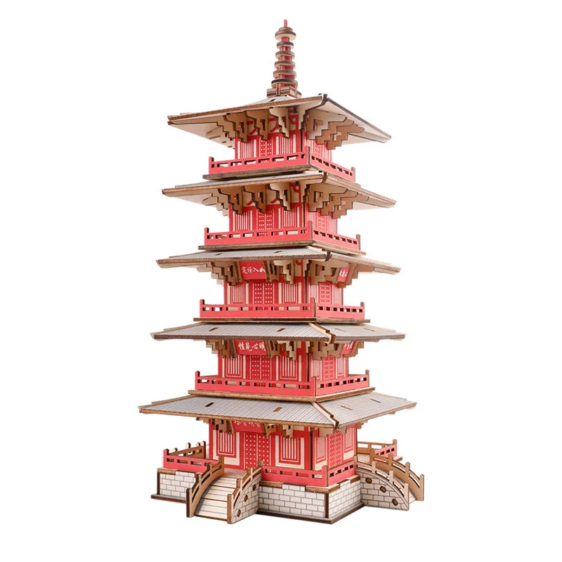 HanShan temple China wooden puzzle 3D model DIY assemble toy building girl boy hand work birthday Christmas gift 1pc