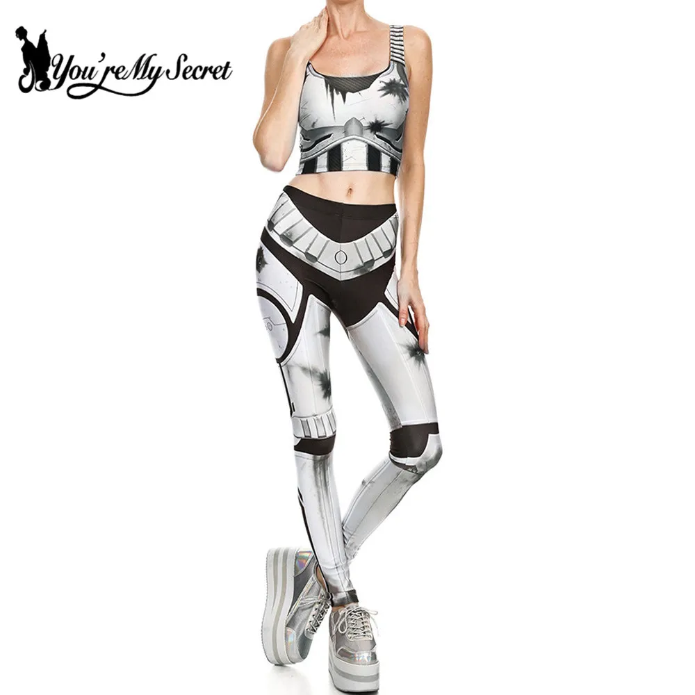 [You\'re My Secret]  Star Superhero Cosplay Costume For Women Captain Woman Croped Tops Leggings Sets