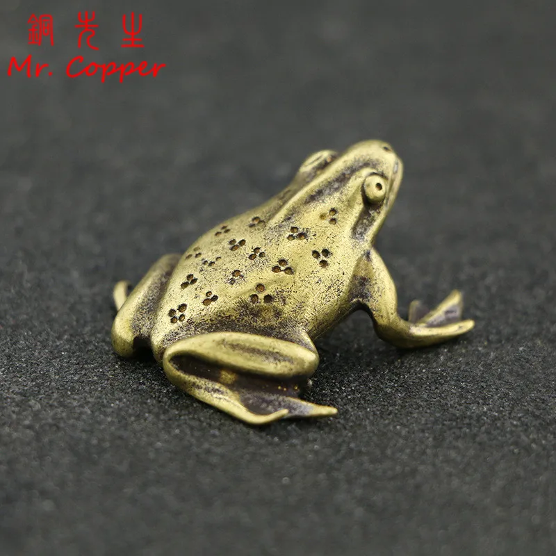 Vintage Copper Mini Frog Statue Ornaments Retro Brass Animal Figurines Toy Home Decor Accessories Office Desk Decorations Gifts