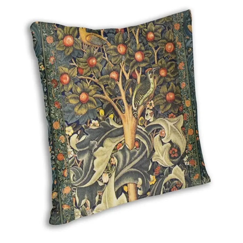 William Morris Woodpecker In Fruit Tree Square Throw Pillow Case Home Decor Printed Birds Rabbits Floral Cushion Cover for Car