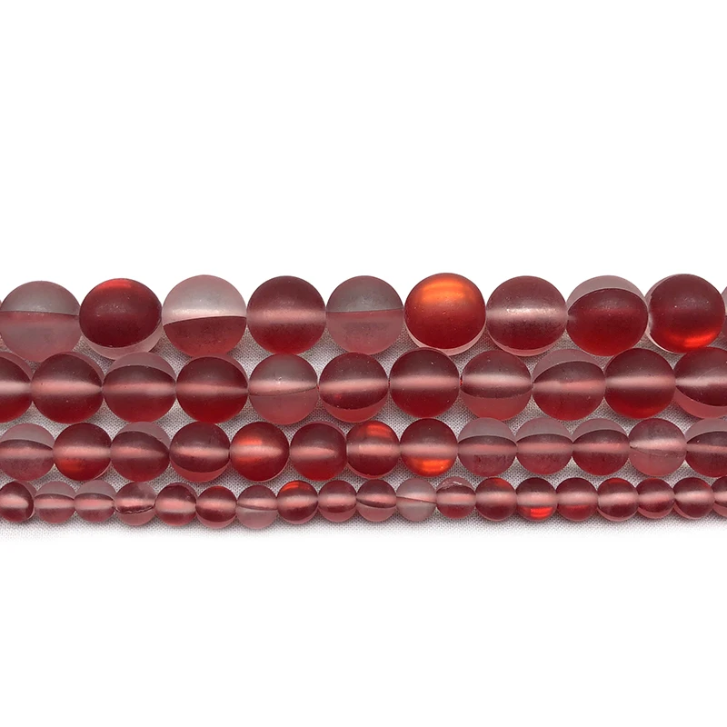 Natural Matte Dark Red Flash Crystal  Round  Loose Stone  Beads Strand for DIY Bracelet Necklace  Jewelry Making 15