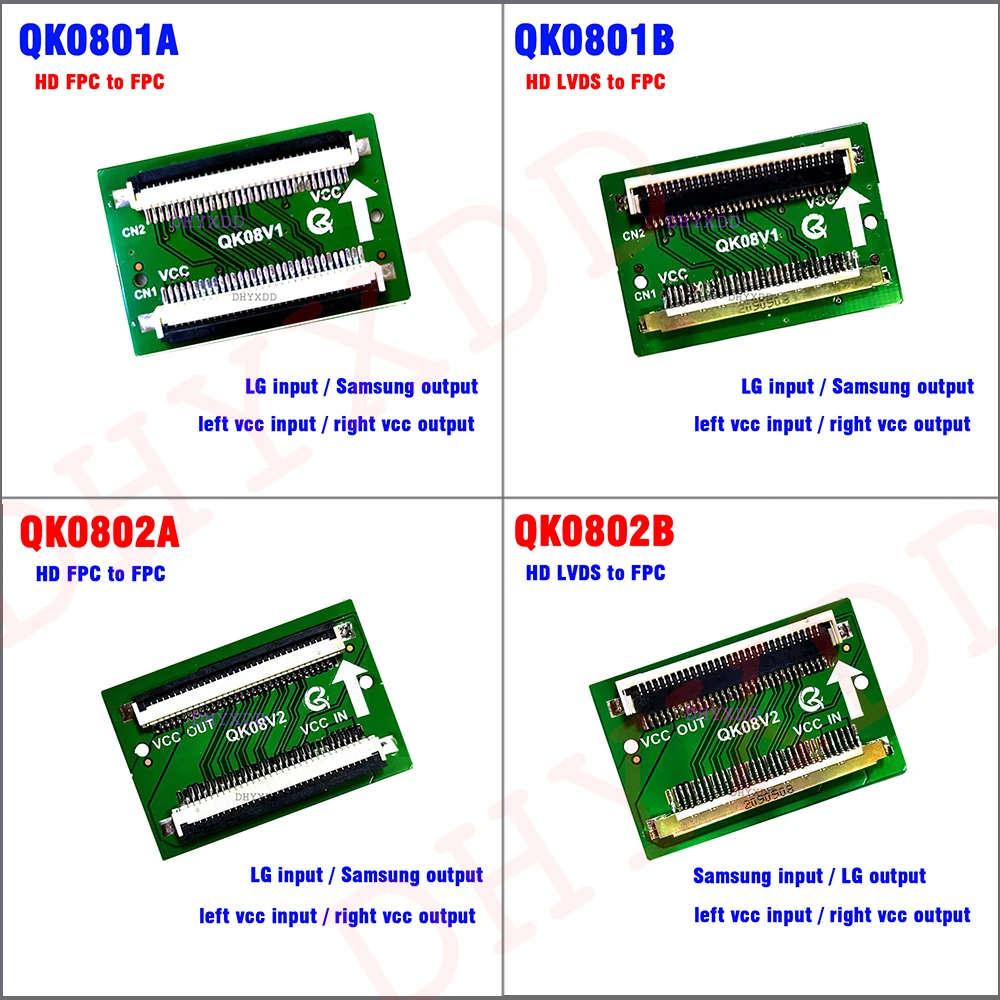 QK0801A QK0801B QK0802A QK0802B Screen Cable Definition Turn Board Adapter FPC to FPC HD LVDS to FPC Samsung LG Cable Adapter