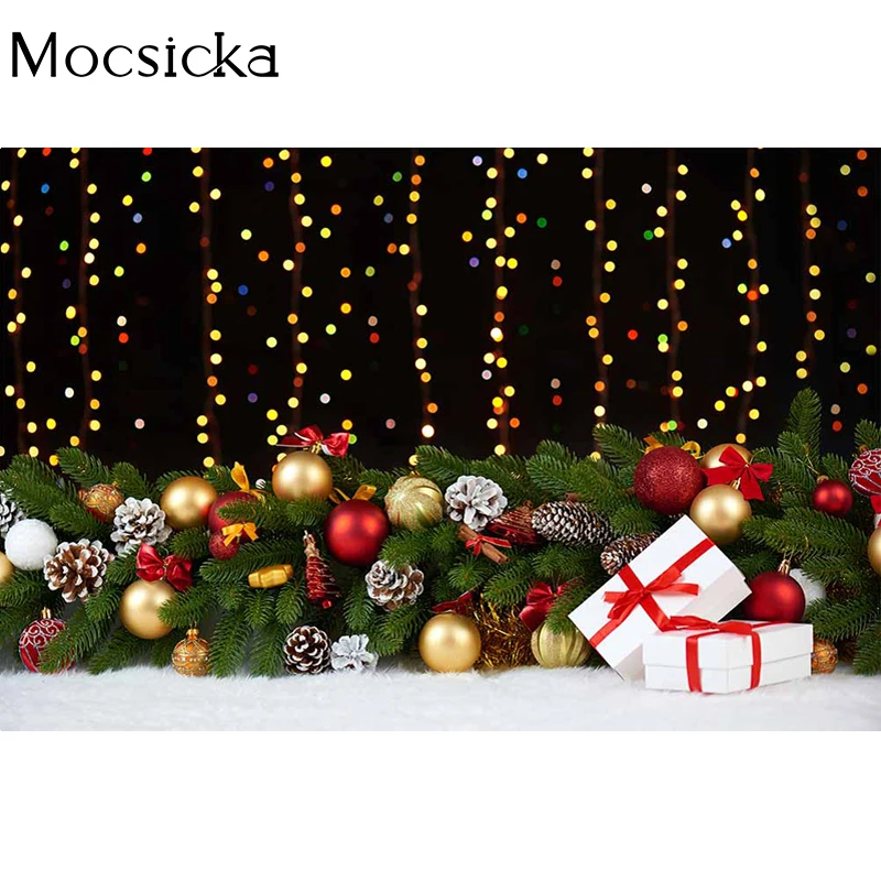 Mocsica – arrière-plan pour photographie de noël, arbre de noël, accessoires de décoration pour Portrait d'enfant, Studio Photo