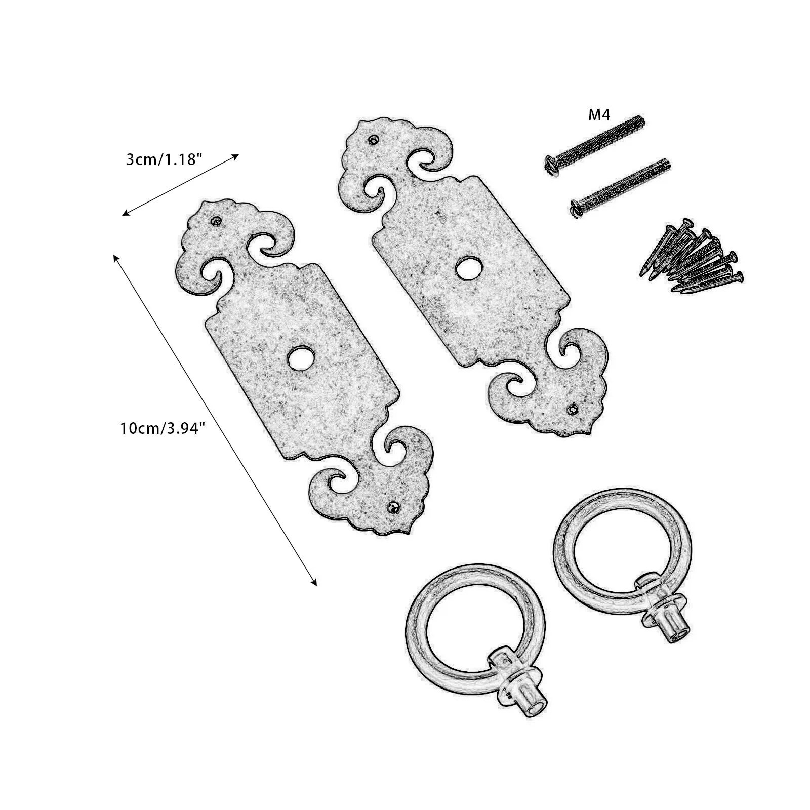 2Pcs Antique Brass 10*3cm Door Furniture Handle Brass Lock Cabinet Drawer Cupboard he closet Pull Handle Knob Furniture Hardware