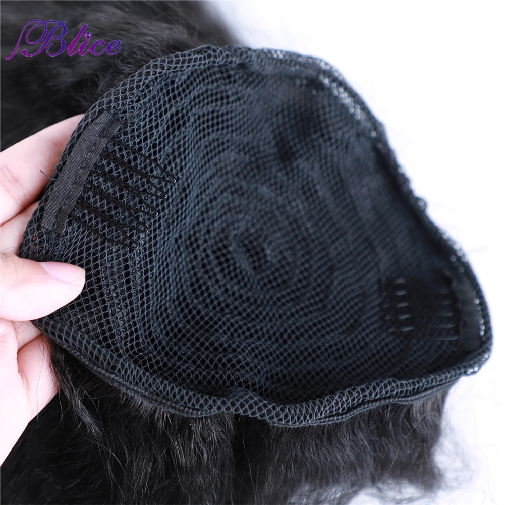 Blice Synthetic Drawstring Ponytail Hair Pieces Ponytail Kinky Straight Hair Extensions Kanekalon Hair With Combs Warp Ponytail
