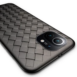샤오미 미 11 소프트 TPU 럭셔리 BV 그리드 위빙 슬림 보호용 뒷면 커버 케이스, 폰 쉘, xiaomi mi 11, Mi 11, mi 11
