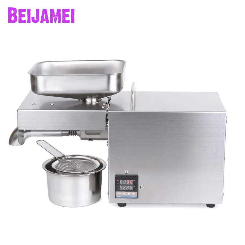 BEIJAMEI cold press oil machine electric peanut sesame oil presser 110V 220V oil extractor squeezer for sale