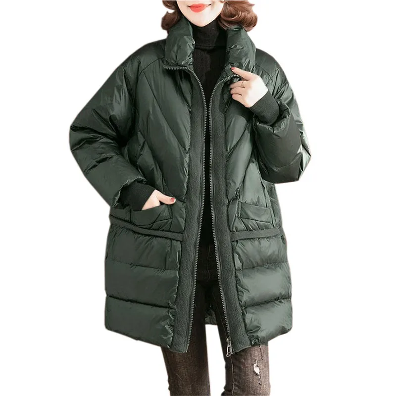 

2021 New Fashion Winter Thicken Cotton-padded Jacket Women Large Size Parka Middle-Aged Female Warm Top Down Cotton Coats KW1161