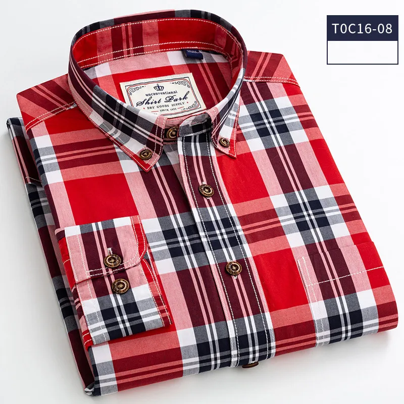 2021 New Men Shirt 100% Cotton High Quality Long Sleeve Casual BusinessPlaid Fashion Branded Clothes Bright Color DA451