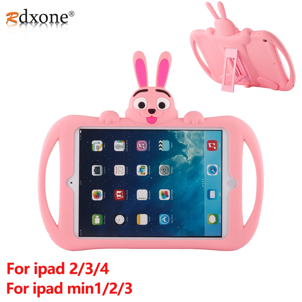 For IPad 2 3 4 Case Kids Shockproof Tablet Case for Apple IPad Mini 1 2 3 Case Cover Cute Cartoon Silicon Shell