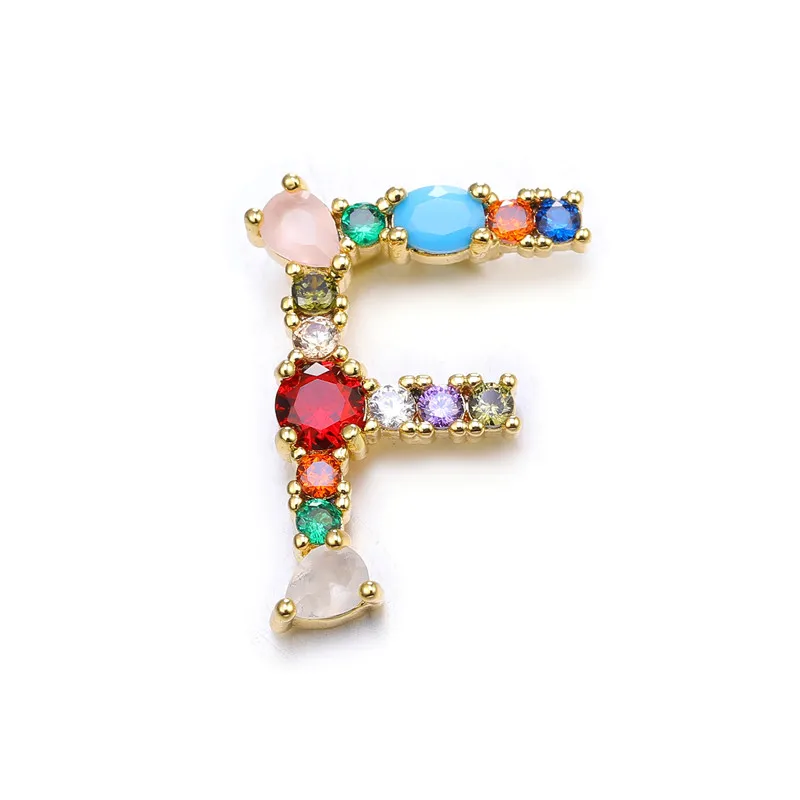Juya handgefertigte 18K vergoldete Regenbogenkristalle, Opal-Edelsteine, 26 Alphabetbuchstaben, Anfangsbuchstaben-Anhänger für DIY-Namensschmuckherstellung – Detail 12