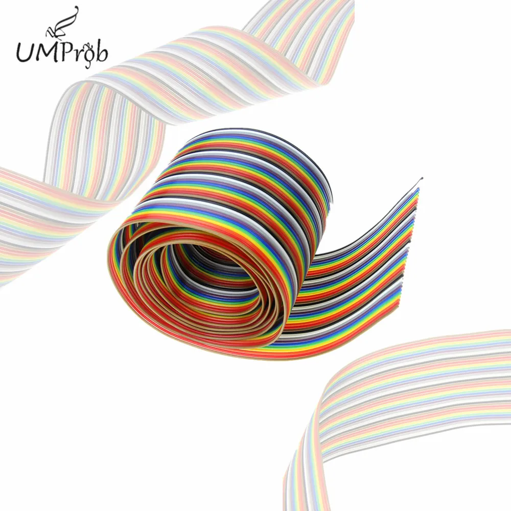 1Meters Ribbon Cable 20 WAY Flat Color Rainbow Ribbon Cable Wire Rainbow Cable 20P Ribbon Cable 1.27MM Pitch Dupont Line Diy Kit