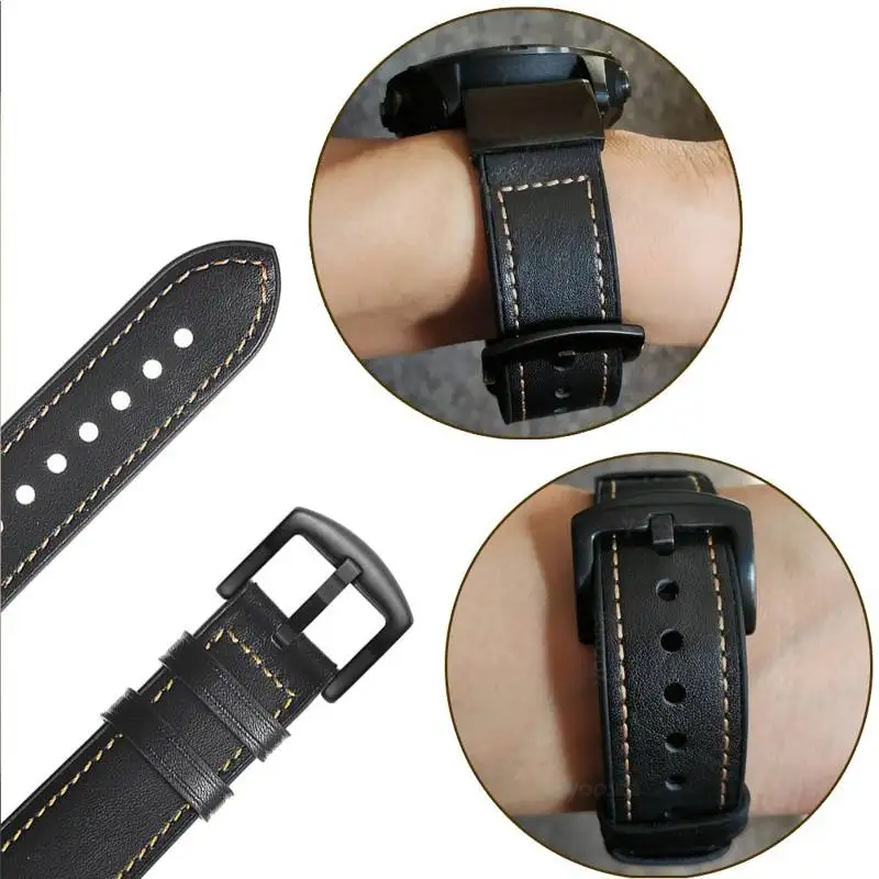 Fenix 6 pulseira de couro de luxo, pulseira de relógio de 22mm para encaixe rápido, para garmin fenix 5/5 plus/forerunner 935/approach s60/quatix 5