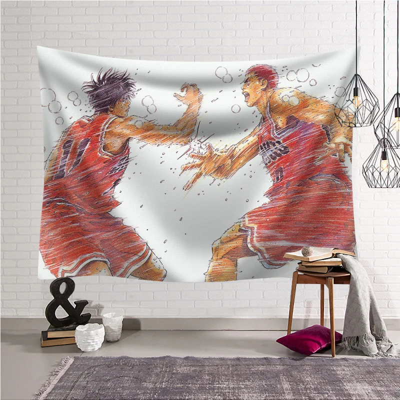 Slam Dunk Japanese Anime Tapestry Beach Towel Yoga Mat Basketball Cartoon Large Wall  Polyester Blanket Boho Room Decor