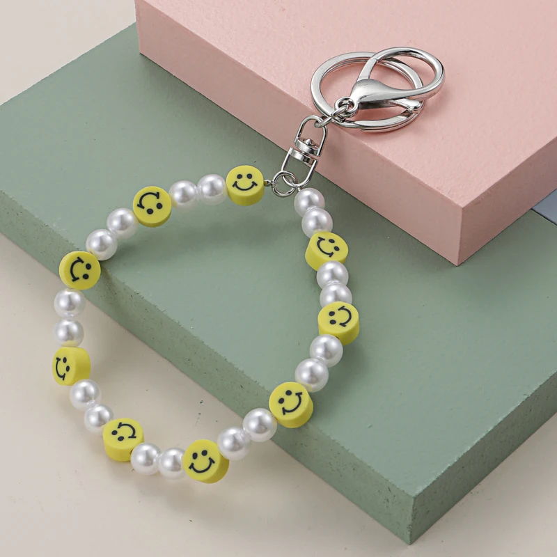 New Colorful Handmade Bead Keychain Y2K Design Key Ring Lovely