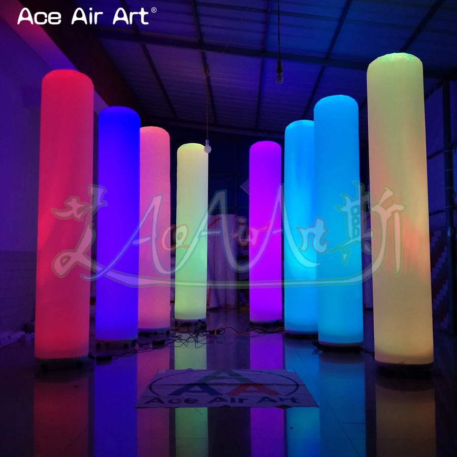 Inflatable LED Lighting Column Glowing Pillars Tube Balloon with Air Blower for Bar Party Club Wedding Stage Decoration