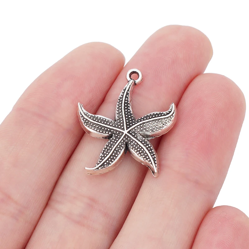 30 x Tibetan Silver Sea Star Starfish Charms Pendants for DIY Necklace Bracelet Jewelry Making Findings Accessories 26x23mm