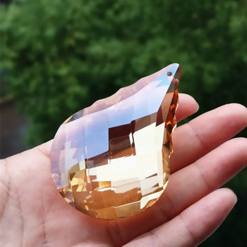 

New Arrival 6pcs/lot 76mm K9 Crystal Champagne Hanging Faceted Pendants (Free Rings) for Chandelier Parts, Christmas Tree Decor