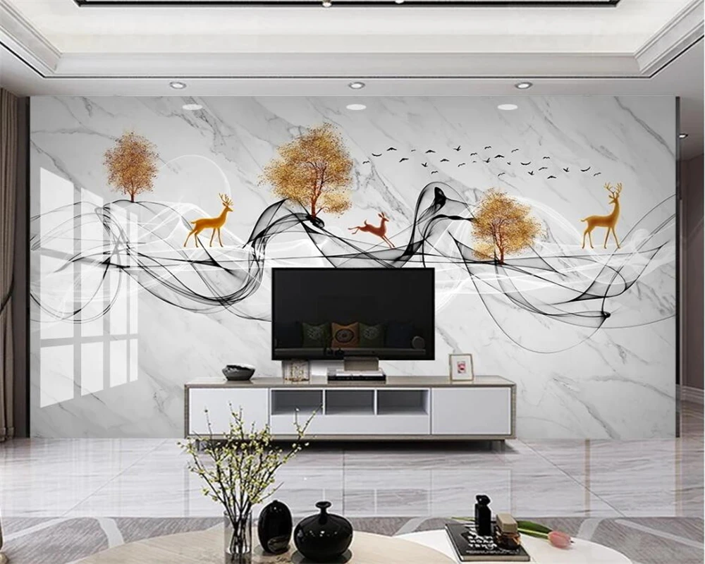 beibehang papel de parede Custom new gray marble pattern abstract lines light luxury smoke TV background wallpaper