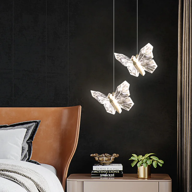 Butterfly Led Wall Lamp Nordic Pendant Lights Indoor Lighting Living Room Decoration Hanging Light Bedside Crystal Wall Light