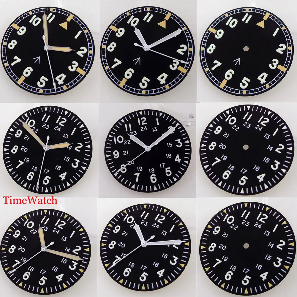 33.6mm Pilot Watch Dial Hands for NH35 NH36 NH38 NH70 NH72 ETA2824 PT5000 SW200 Miyota8215 821A DG2813 3804 Luminous Beige Black