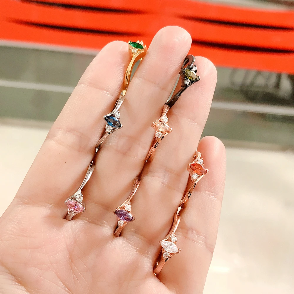 ZHOUYANG Rings For Women Multicolor Optional Simple Oval Cubic Zircinia Rose Gold Color Wedding Gift Fashion Jewelry R797 R804