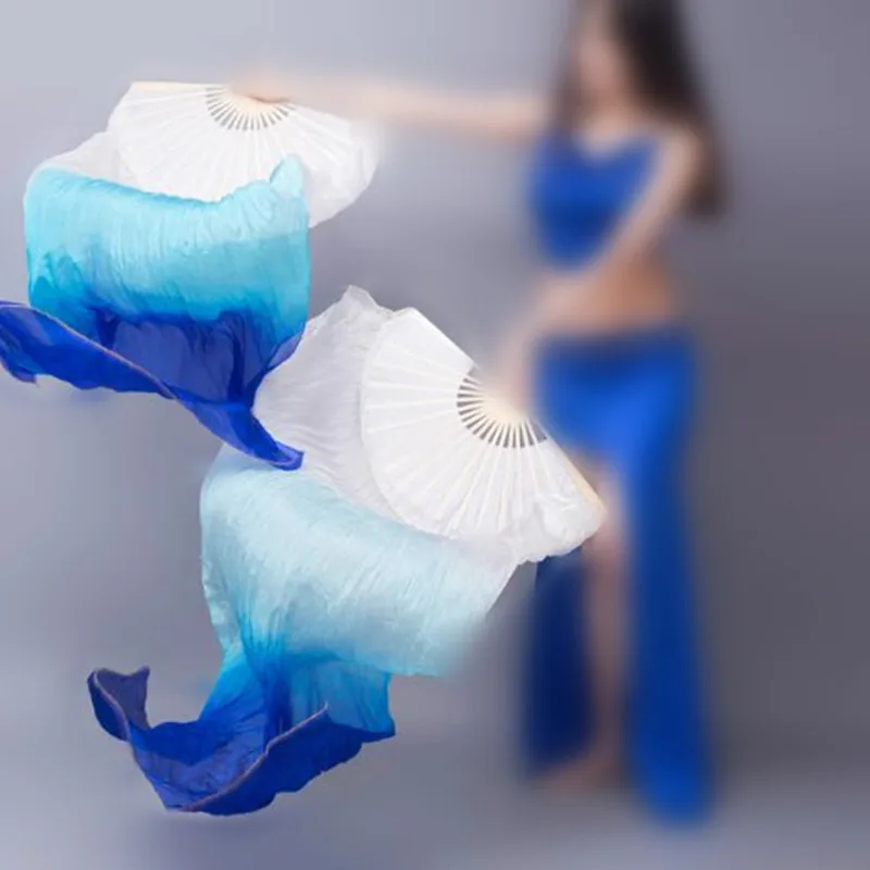 Hot Sell Cheap Kids Women Belly Dancing Fan Veils 1 Pair Gradient Color Dancer Practice Long Fan Props 120cm/150cm/180cm