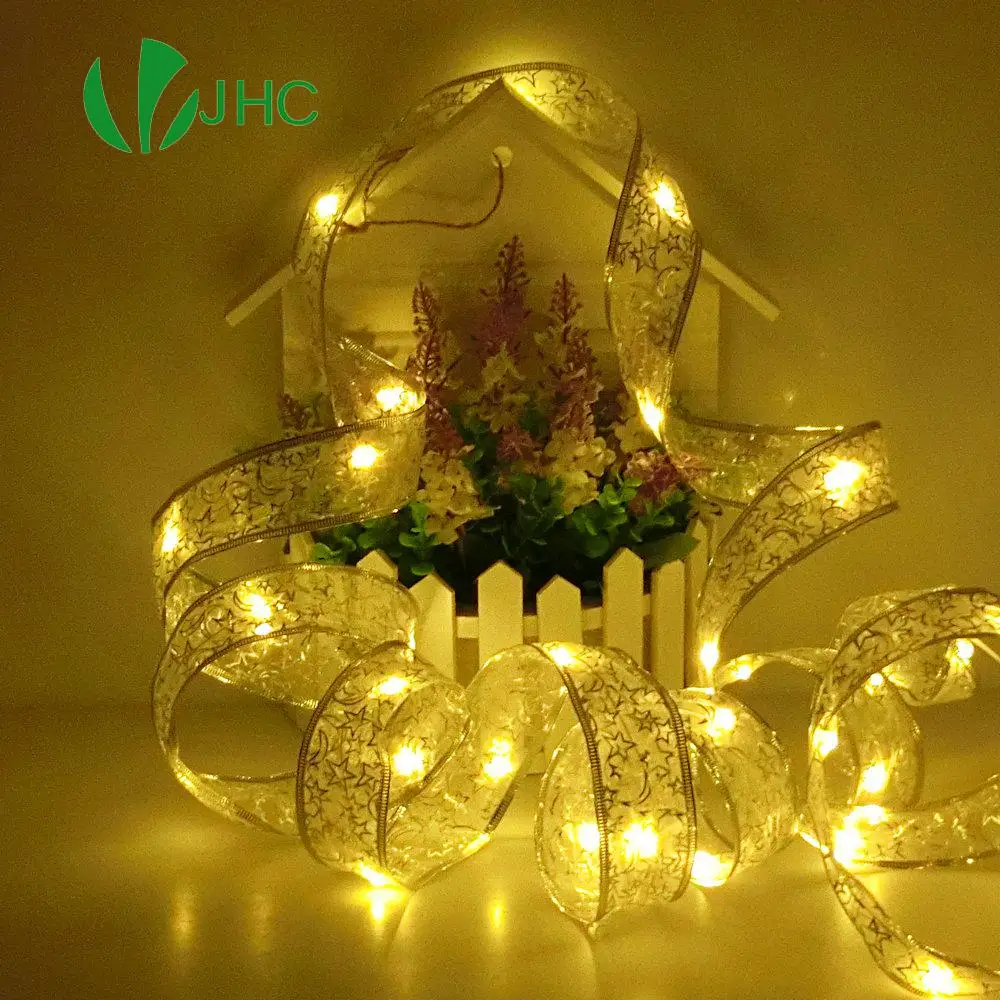 LED Silk Ribbon String Fairy Lights 4M 40 Leds  For Christmas Wedding Party Decoration Package Ribbon