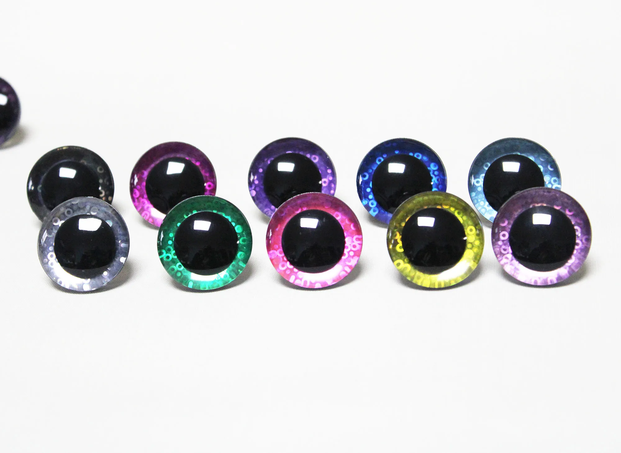 Masckaszem Augen Neuer Stil 20 Stück Niedliche 25mm Klare Asymmetrische 3D Komische Runde Glitzer-Spielzeugaugen mit Hartem Unterlegscheiben – Detail 37