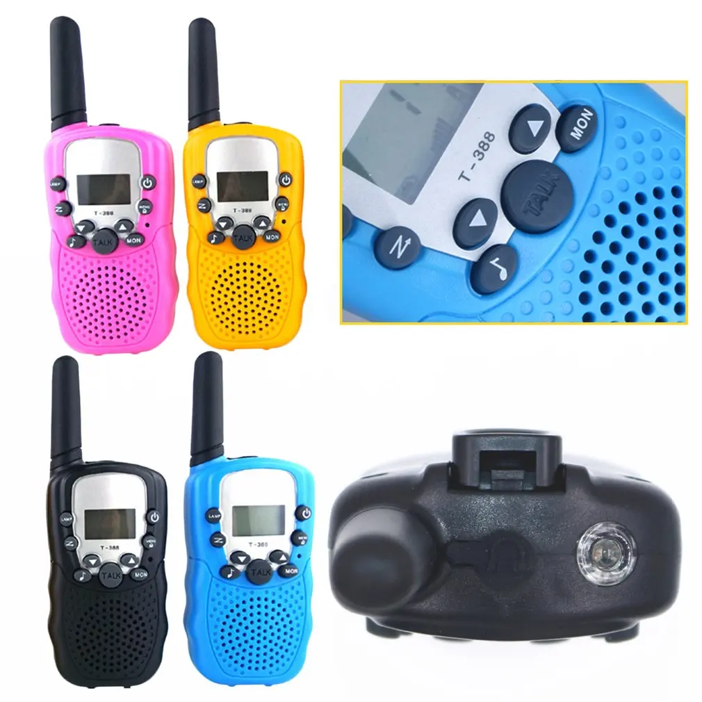 2 pces t388 walkie talkie crianças 2 pces rádio walkie-talkie crianças presente de aniversário brinquedos para meninos meninas 100-3000m gama