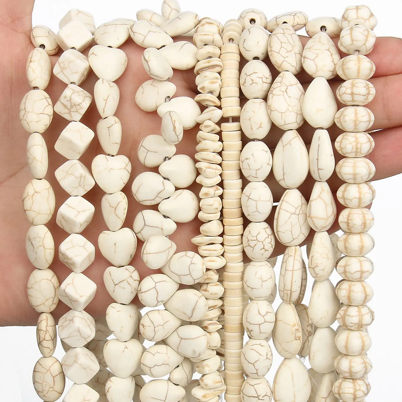 Natural Skull Star Heart Irregular Drop Turtle Shape White Howlite Turquoises Stone Beads for Jewelry Making DIY Bracelet 15''