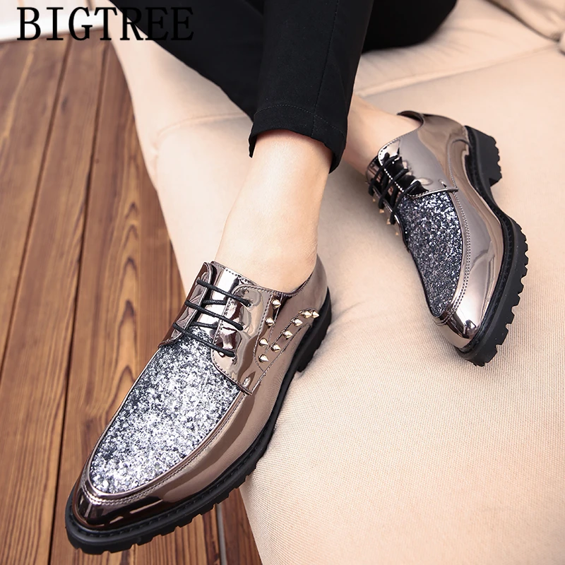 Glitter Oxford Shoes For Men Coiffeur Italian Dress Gold Men Luxury Shoes Fashion Wedding Shoes For Men Formal Calzado Hombre