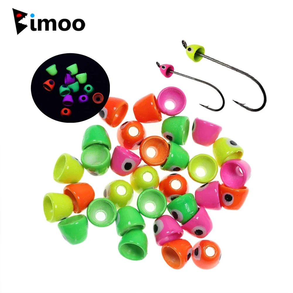 Bimoo 10PCS UV Paint Eye Brass Cone Head Beads Woolly Buggers Streamer Nymphs Trout Saltwater Fishing Flies Lure Tying Materials