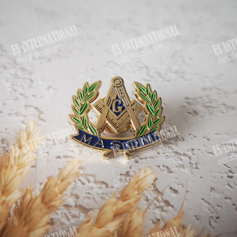 الماسونية التلبيب دبابيس تذكارية شارة ميسون Freemason BLM70 الزيتون فرع السلام الصداقة Size2.6 * 2.3 سنتيمتر سبائك مطلية بالذهب الزنك #5