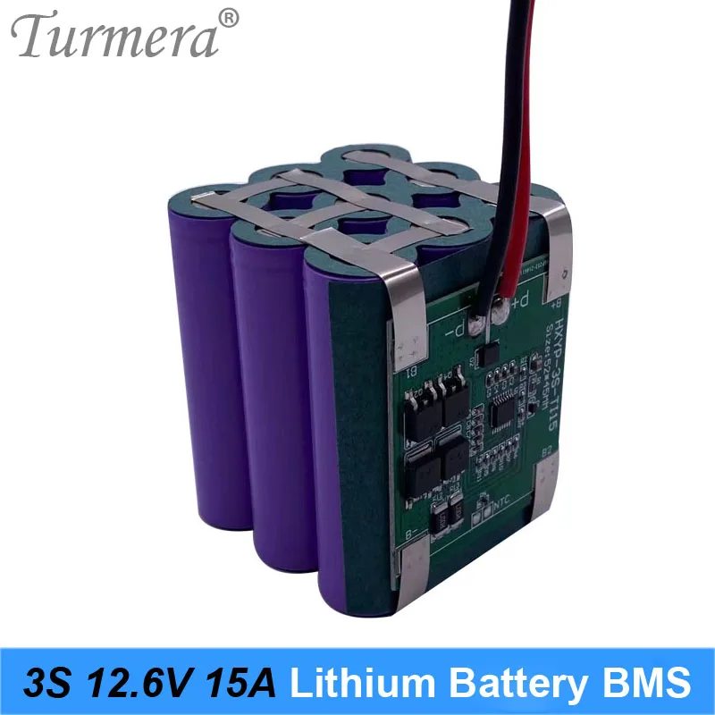 Turmera 3S 15A BMS 12,6 V 18650 Płytka zabezpieczona baterią litową do wkrętarki 10,8 V 12 V lub zasilacza nieprzerwanego